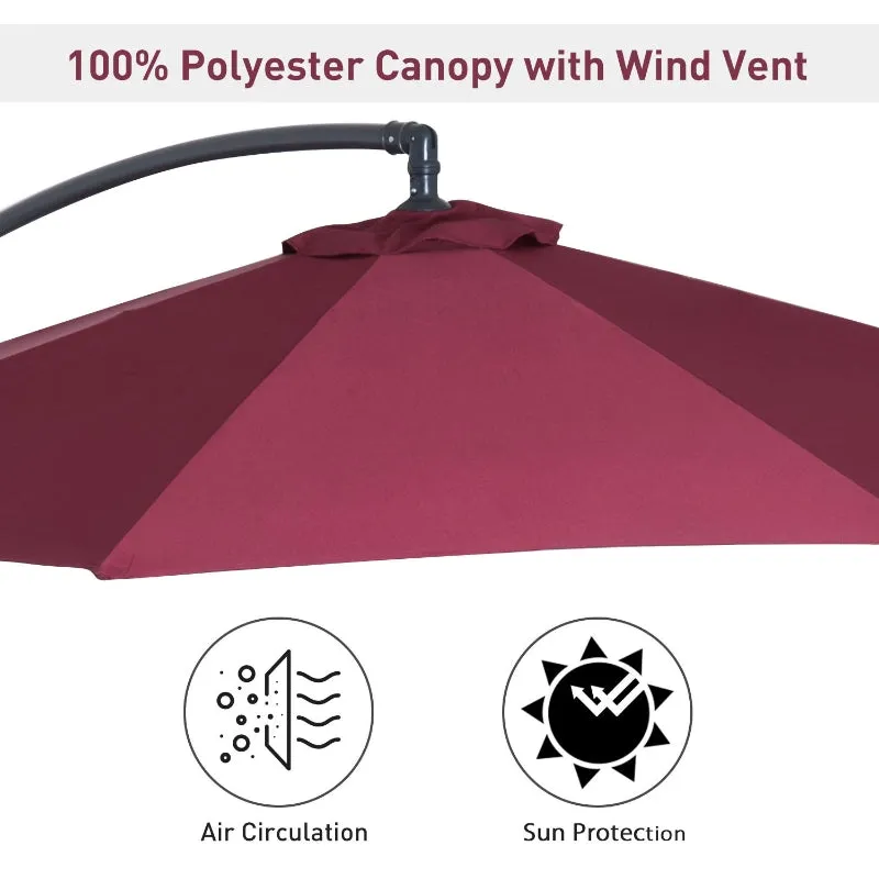 10' Hanging Patio Garden Umbrella - Wine Red