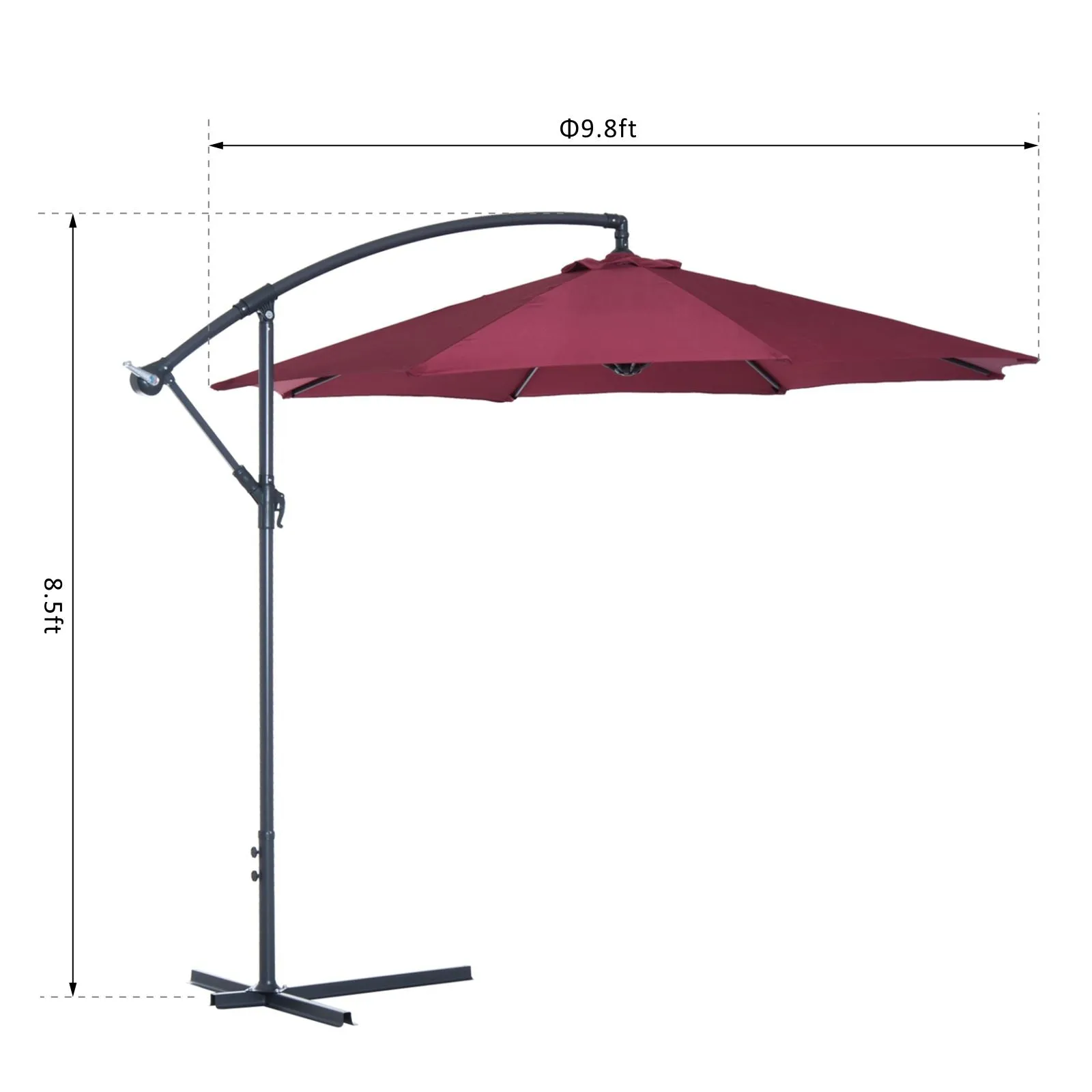 10' Hanging Patio Garden Umbrella - Wine Red