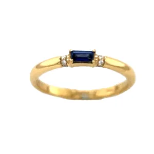 14k Blue Sapphire Baguette Stacking Ring