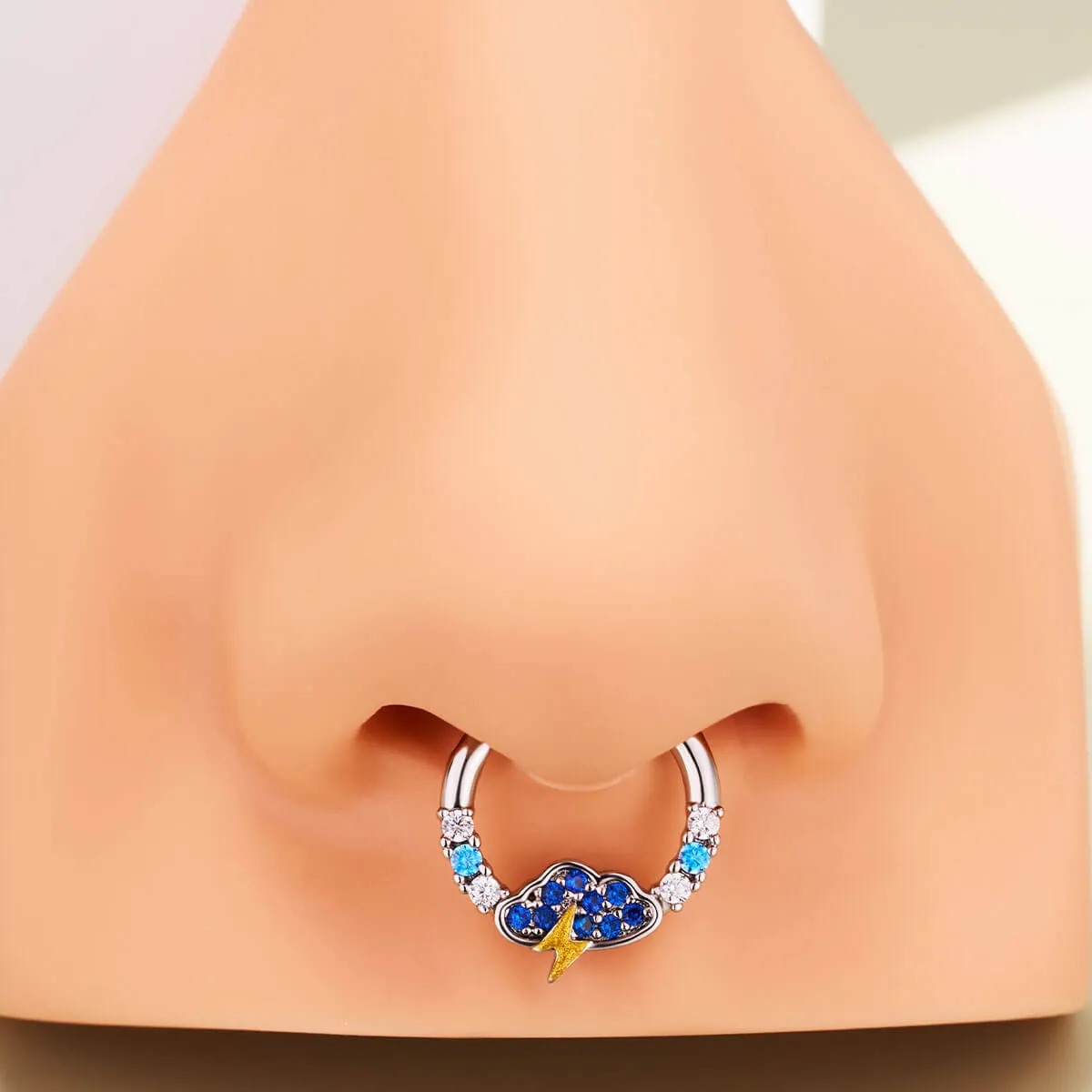 16G Cloud and Flash Hinged Segment Septum Ring