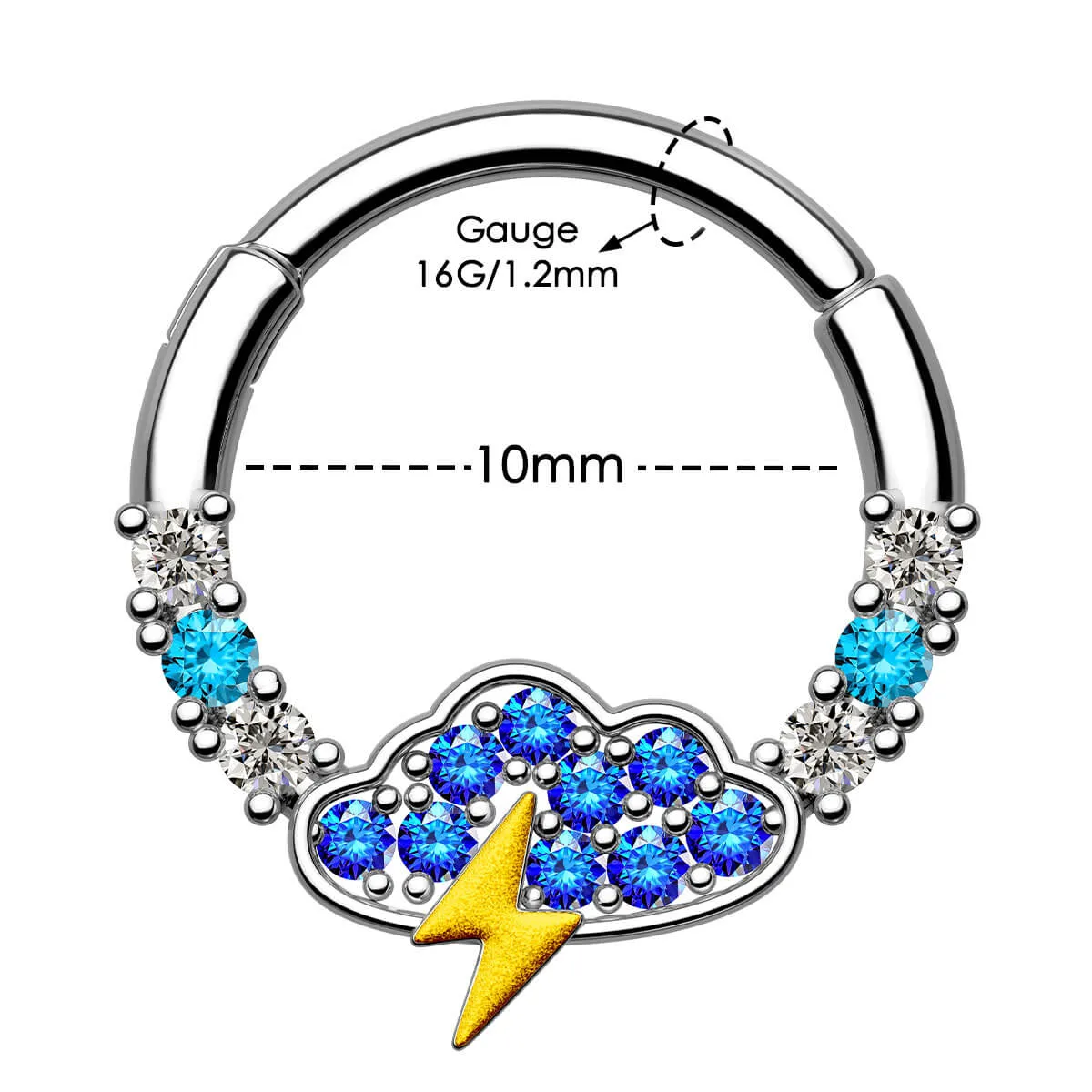 16G Cloud and Flash Hinged Segment Septum Ring