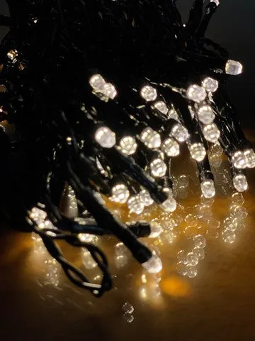 24 FT 96 LED Warm White Black Wire 8 Function Twinkle Battery Operated