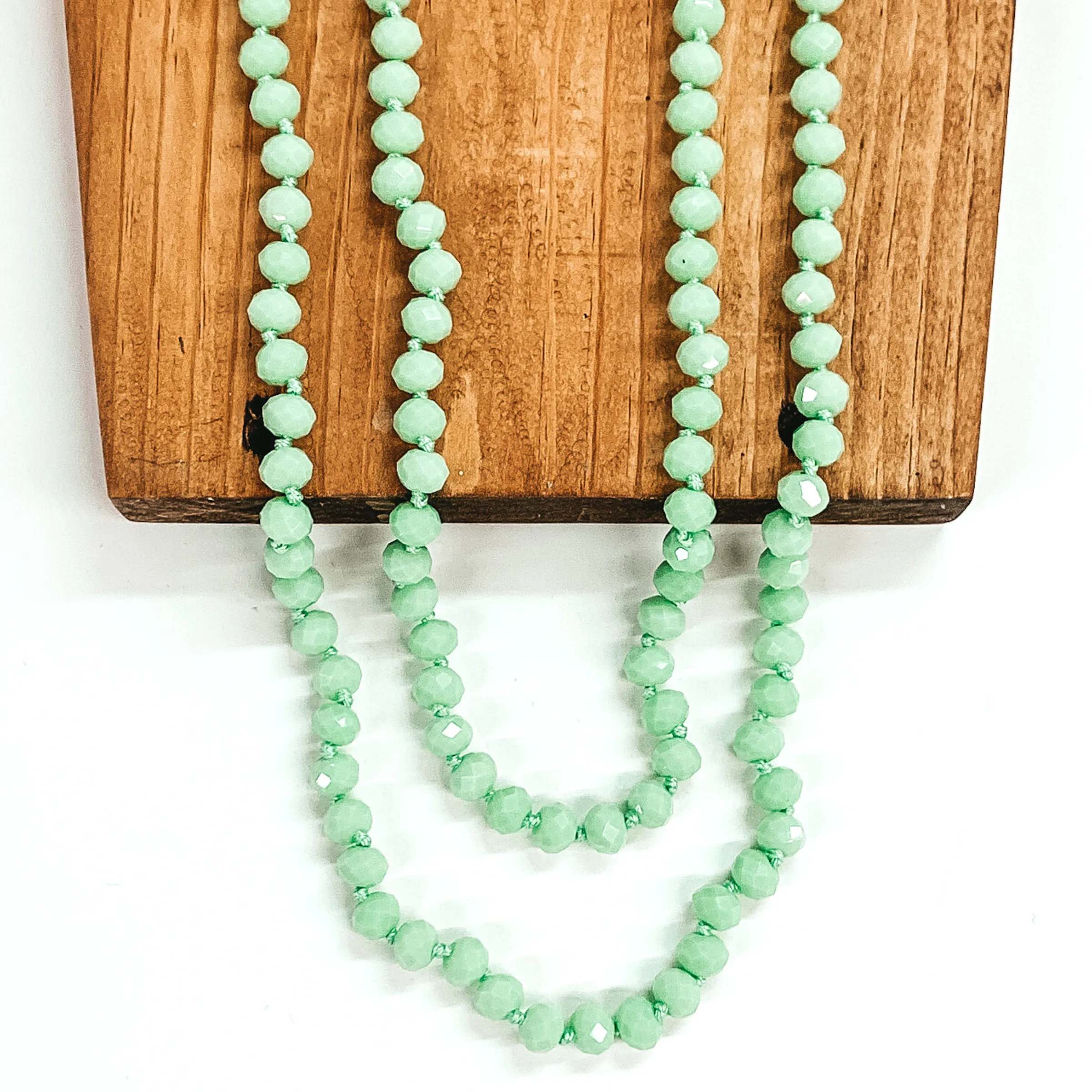 60 Inch Crystal Strand Necklace in Mint