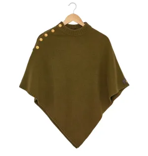 ADAMSBRO SOLID CASHMERE PONCHO OLIVE