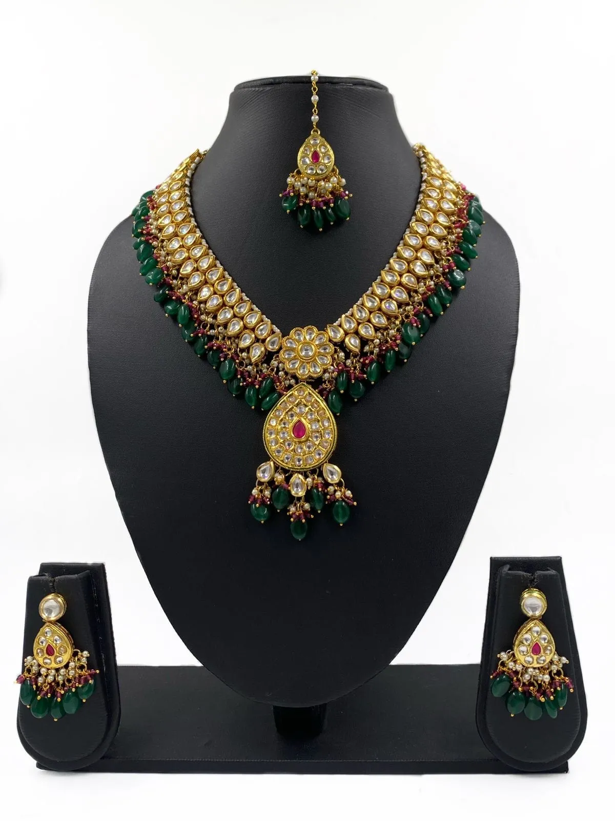 Alisha Gold Plated Kundan Necklace Set With Tikka For Weddings By Gehna Shop