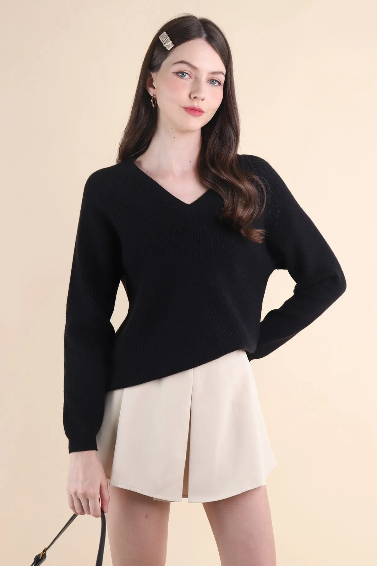 AUBREE KNIT PULLOVER IN BLACK