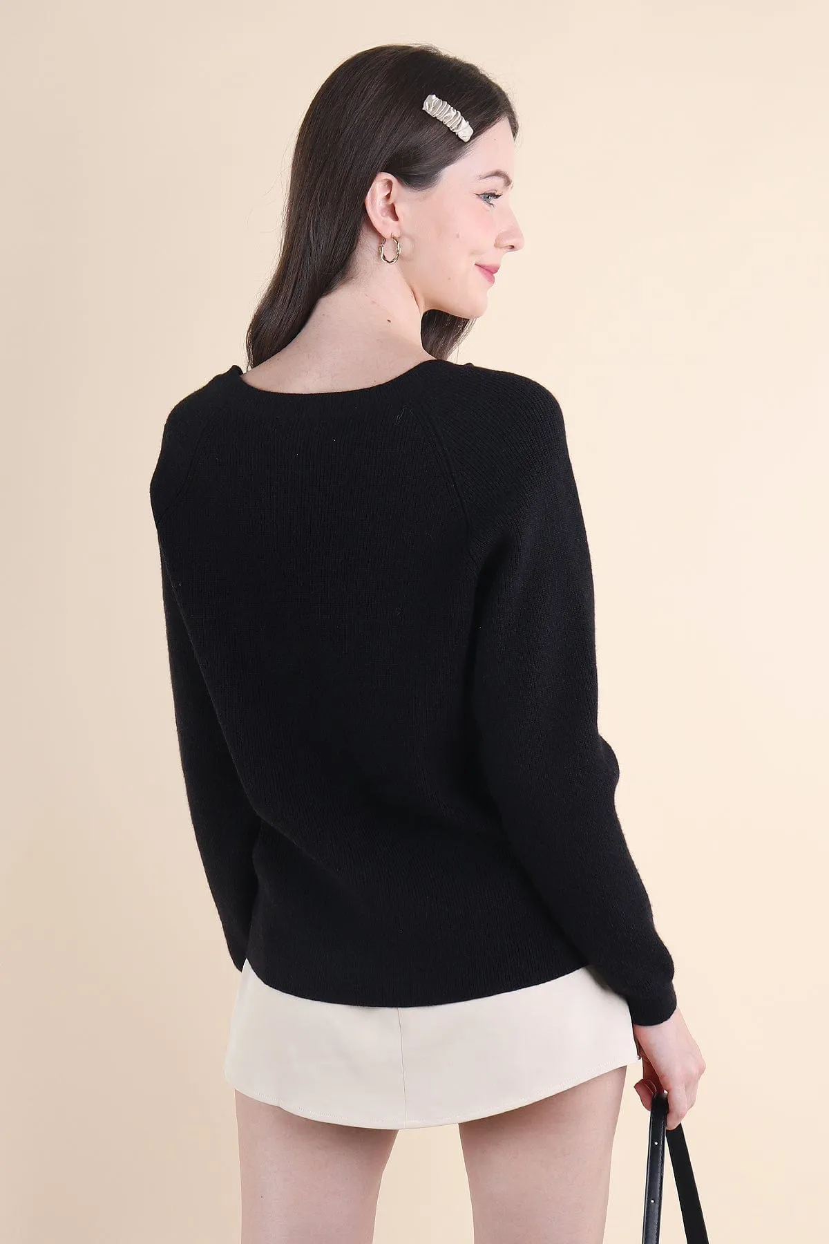 AUBREE KNIT PULLOVER IN BLACK