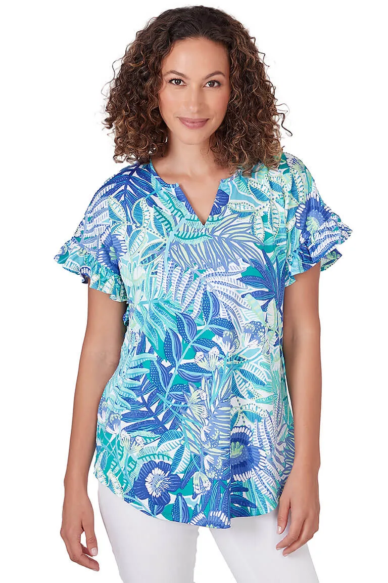 Bali Blue Rainforest Floral Top