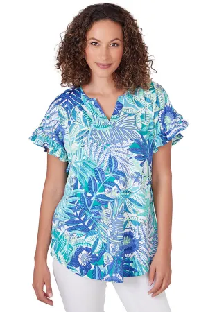 Bali Blue Rainforest Floral Top