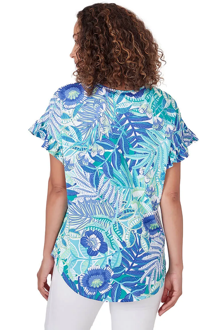 Bali Blue Rainforest Floral Top