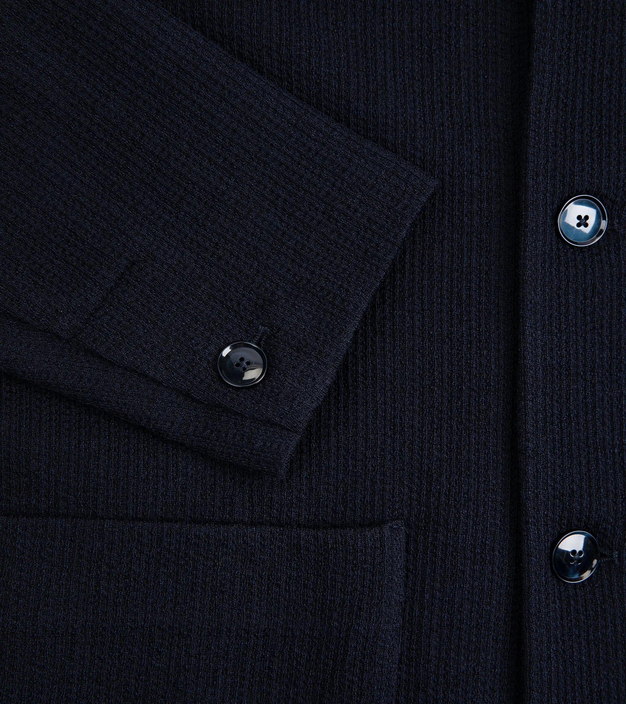 Barena Visal Sima Wool Mix Knit Overshirt: Navy