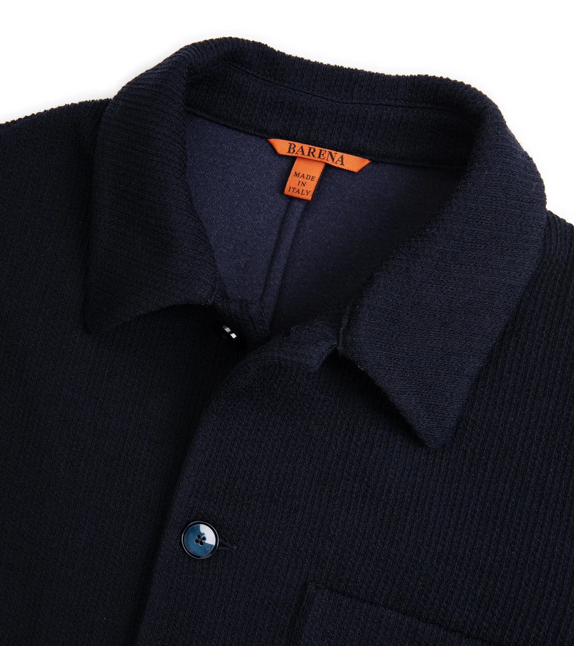 Barena Visal Sima Wool Mix Knit Overshirt: Navy