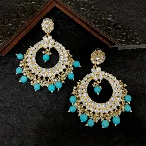 Bhavi Jewels Gold Plated Kundan Stone Stud Earrings