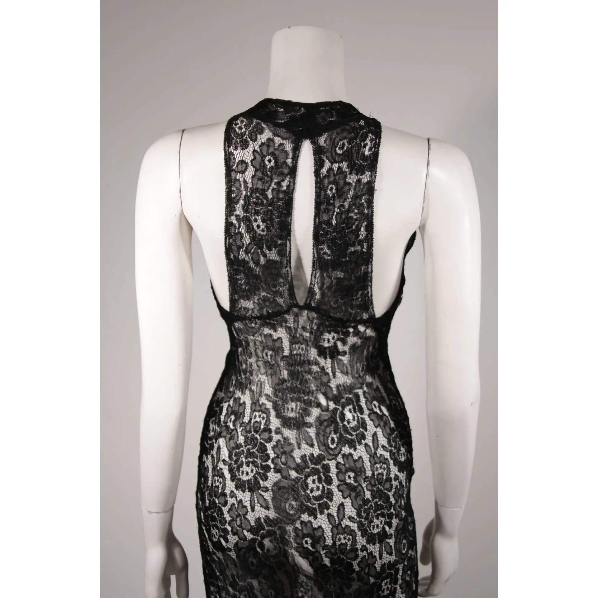 Black Lace Halter Style Gown | Size S/M