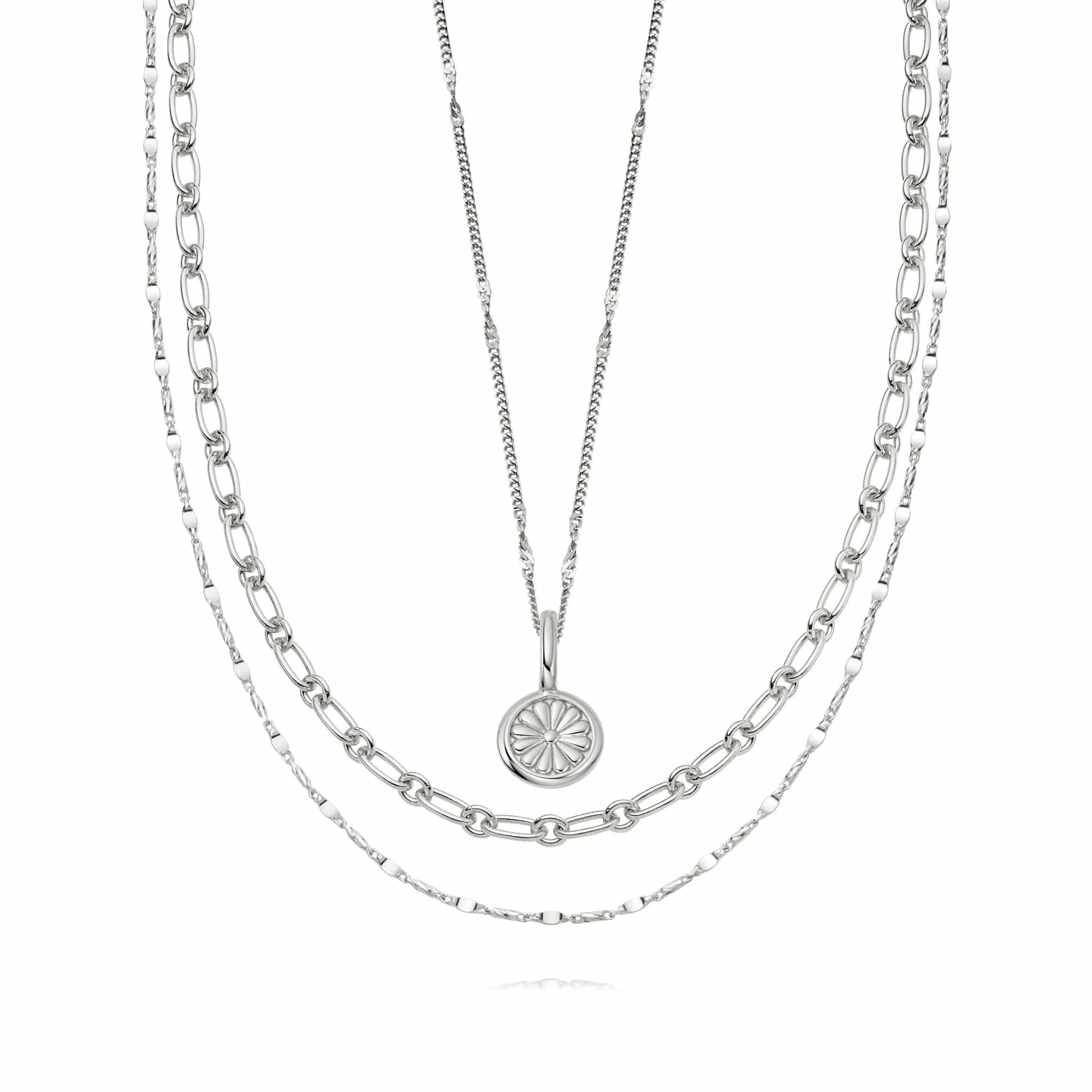 'Bloomin Gorgeous' Necklace Layering Set Sterling Silver