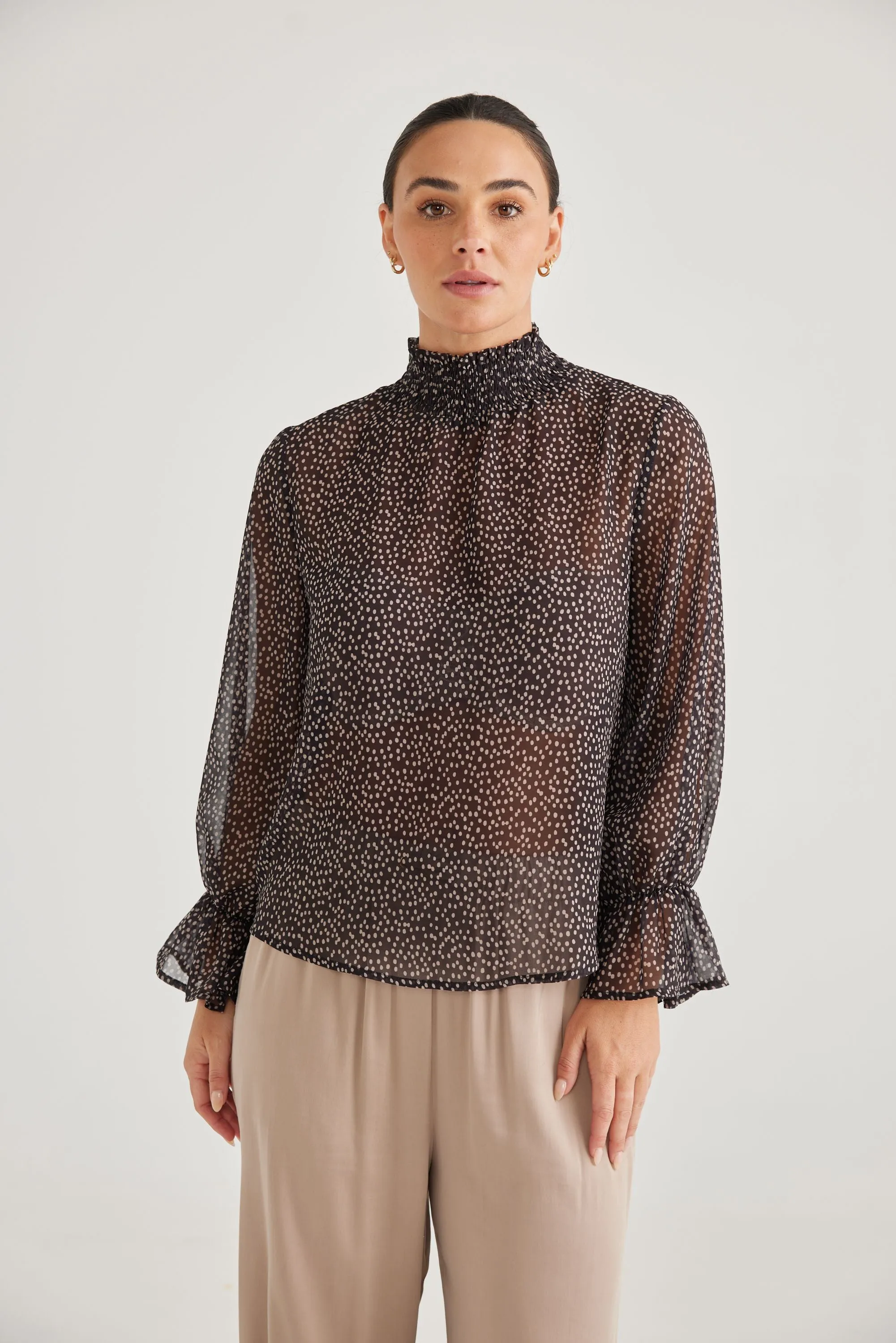 Dakota Top (Black/Taupe Spot)