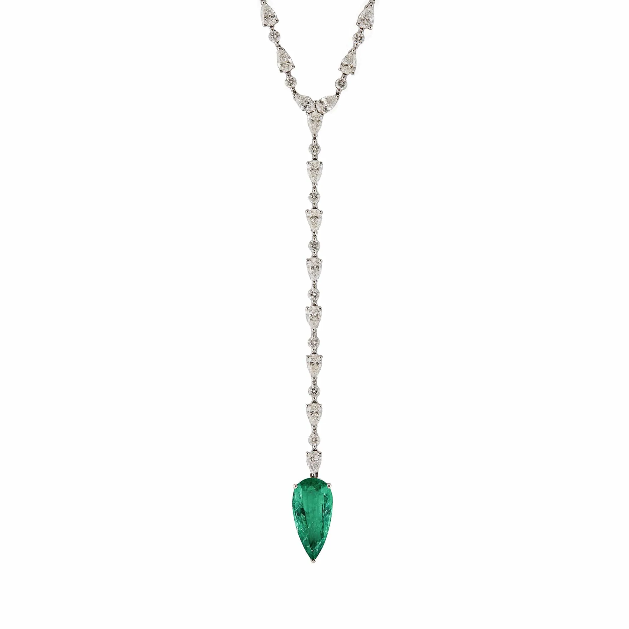 Diamond and Emerald Lariat Necklace