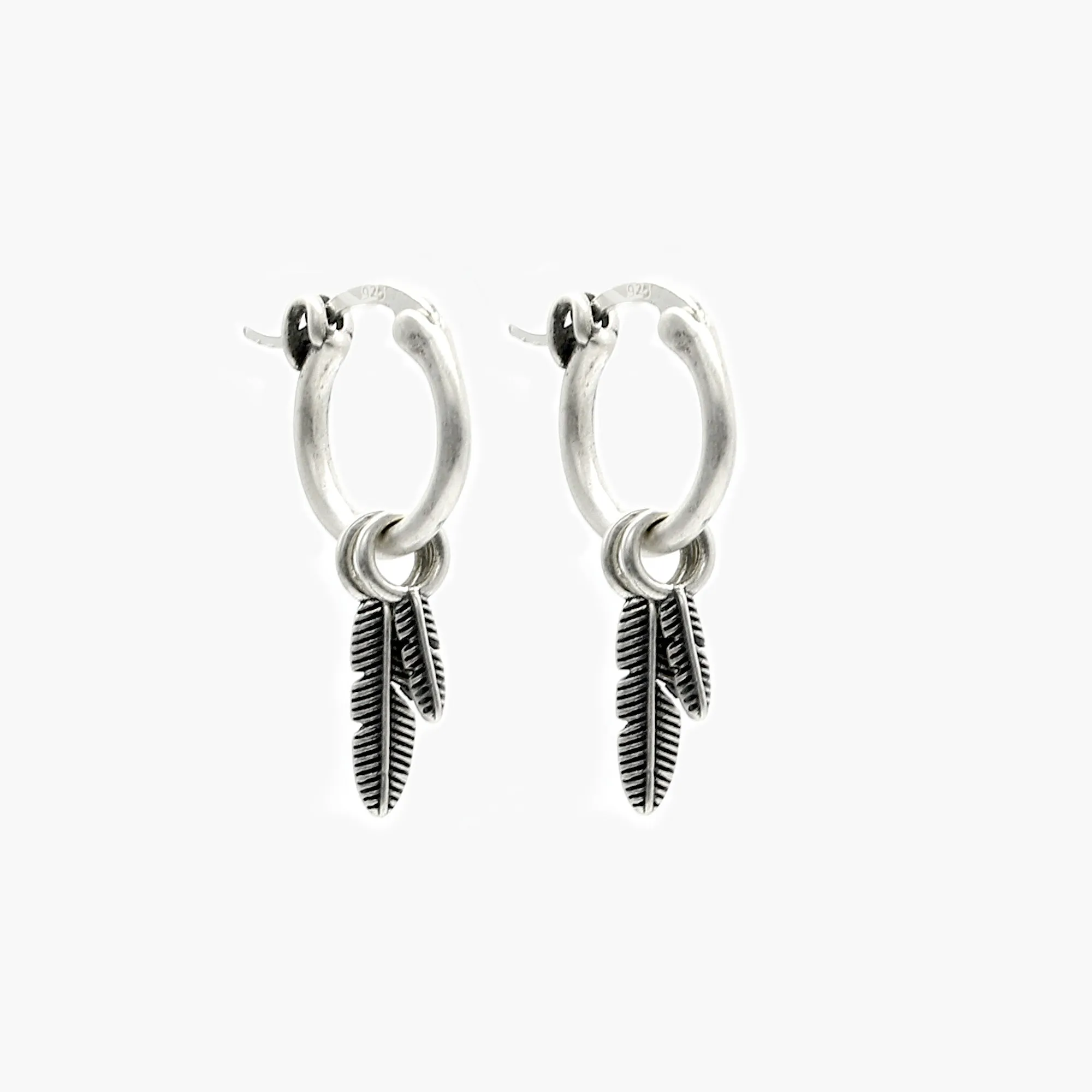 Double Feather Sterling Silver Earring