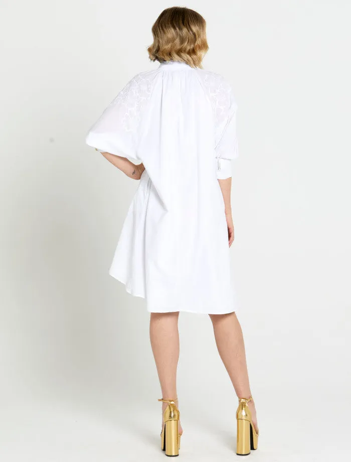 Dreams Embroidered Midi Dress (White)