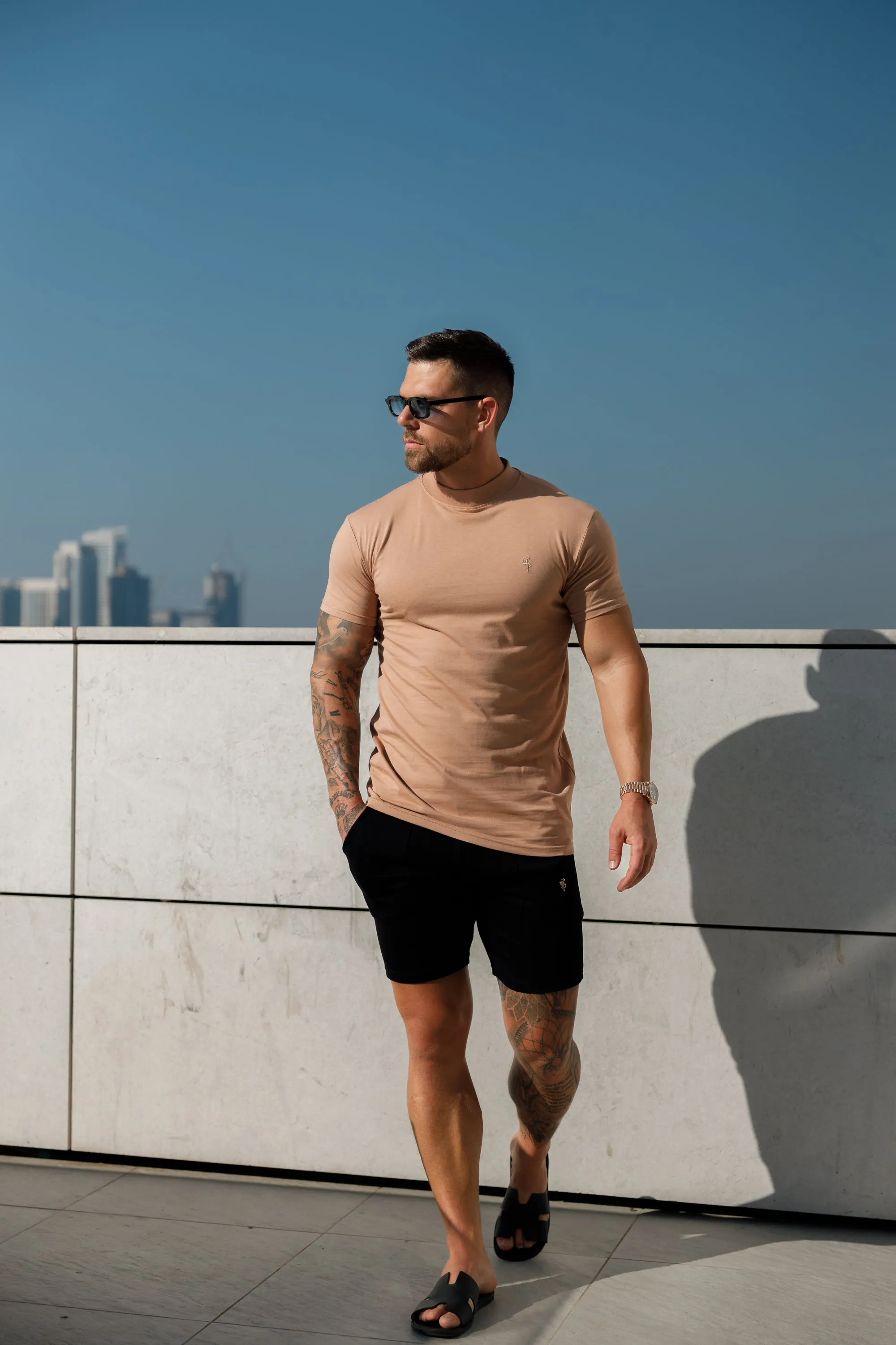 Father Sons Ribbed High Neck Crew Short Sleeve Coffee - FSH1008