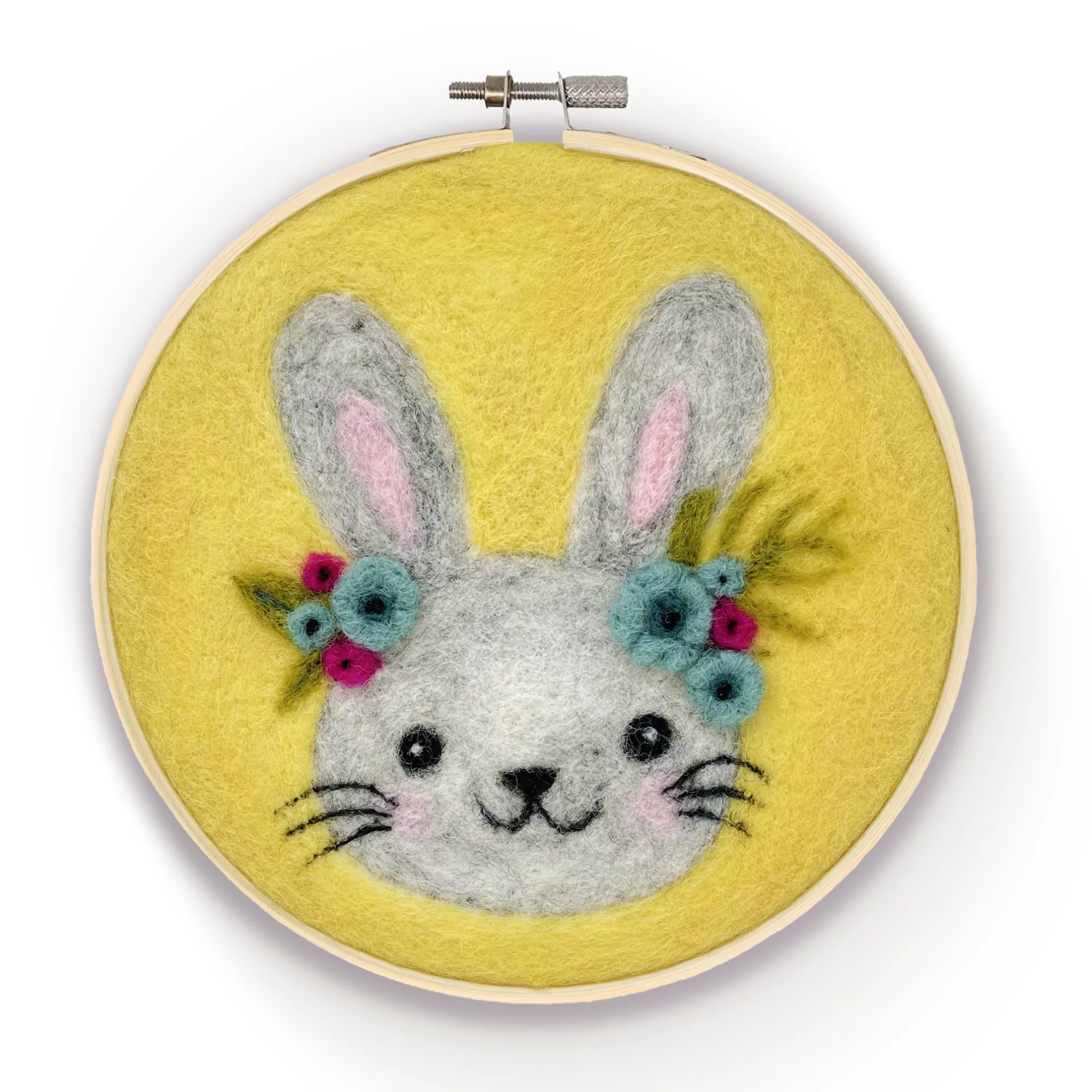 Floral Bunny in a Hoop Needle Felting Craft Kit