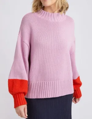 LOUIE MOCK NECK KNIT - Peony Pink/Tangello