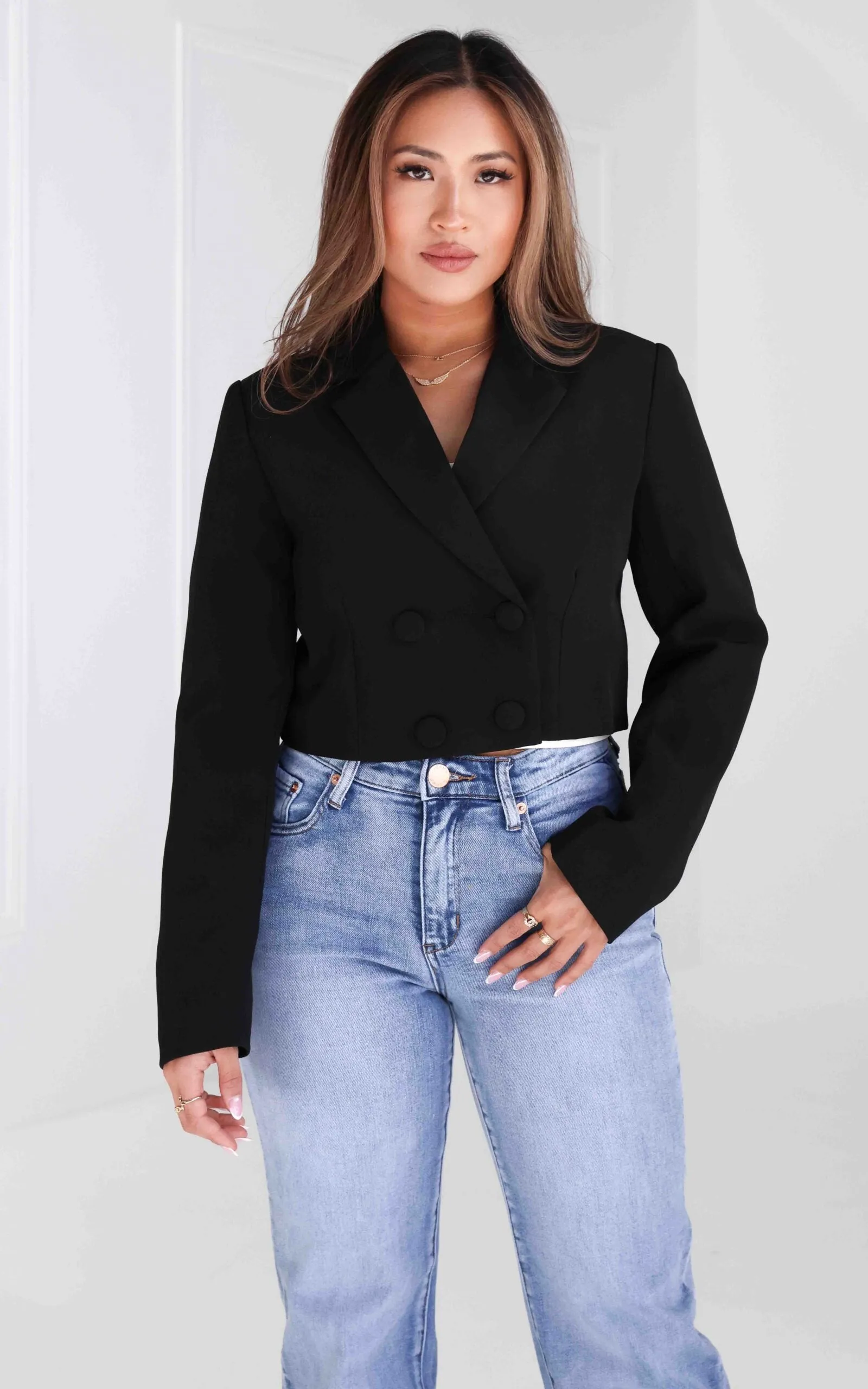 Mollie Crop Blazer - Black