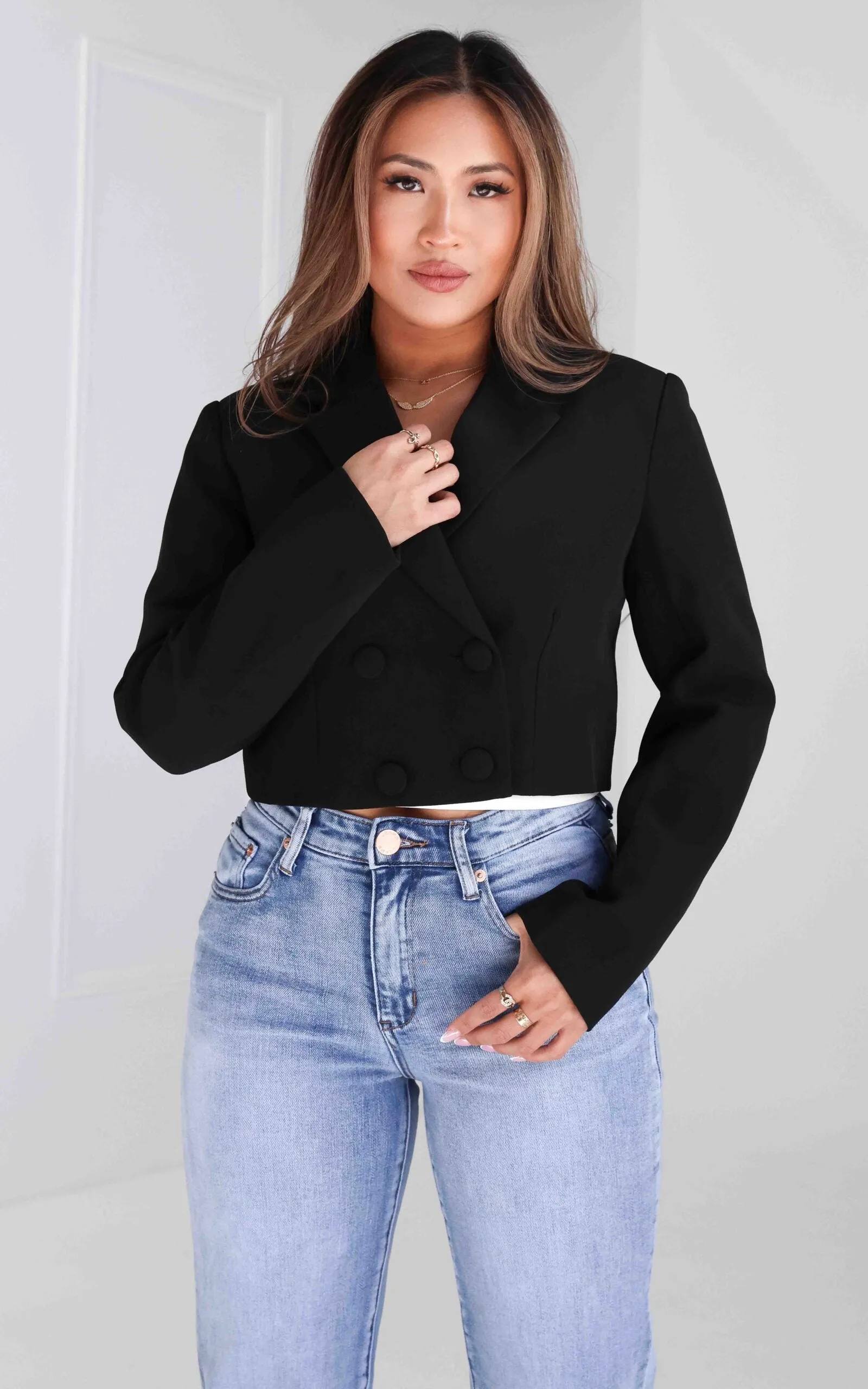 Mollie Crop Blazer - Black