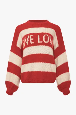 Noella Give Love Knit in Red Ivory Stripe