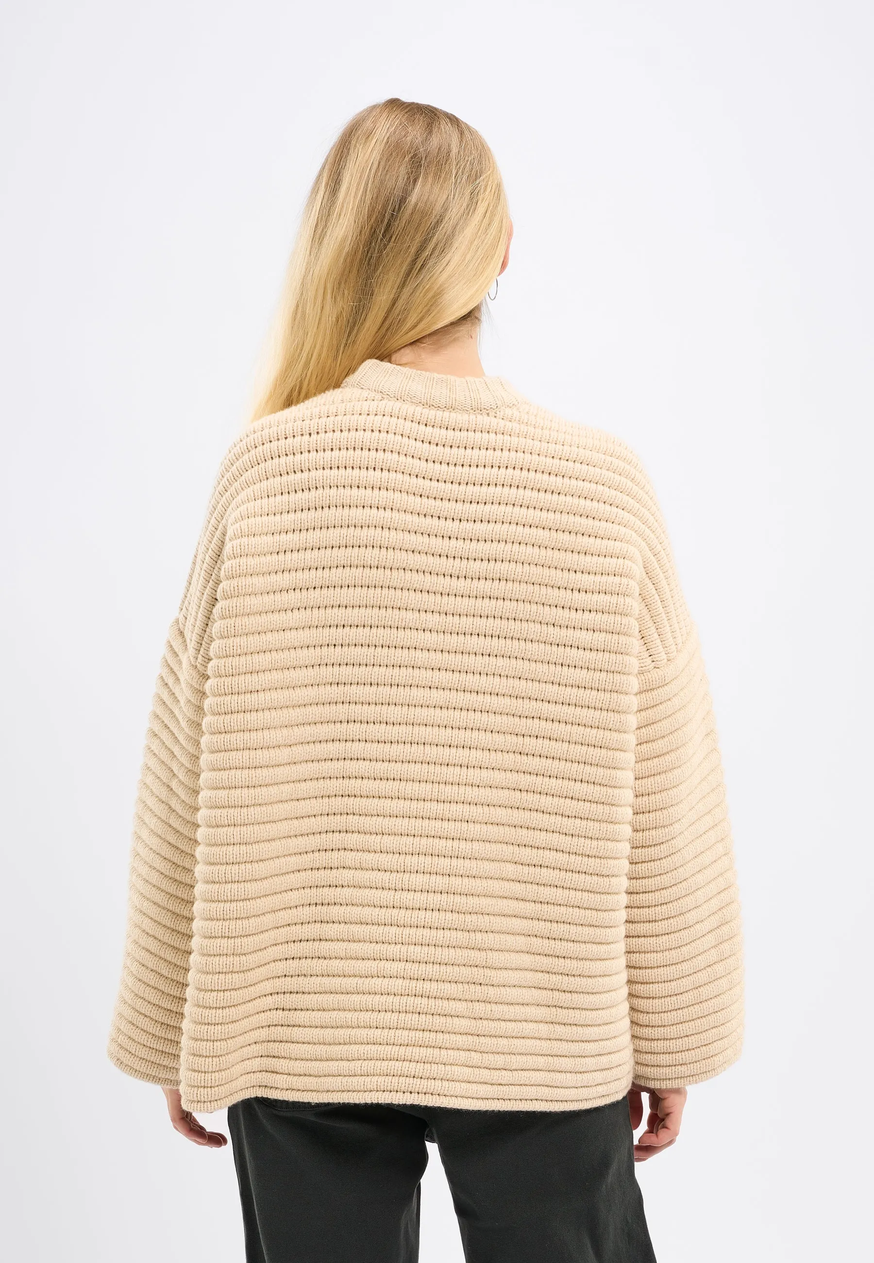 oversized structure long sleeved knit - Buttercream