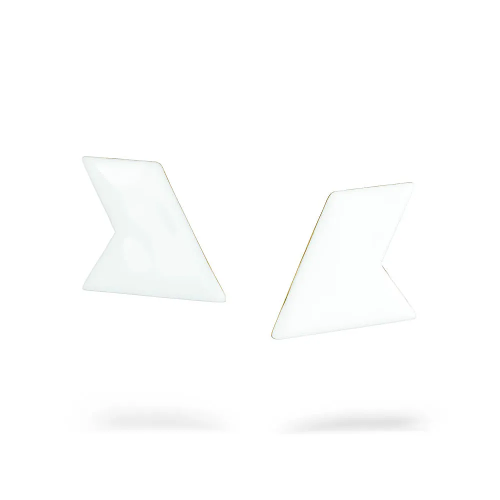 Prism - earrings with enamel - white