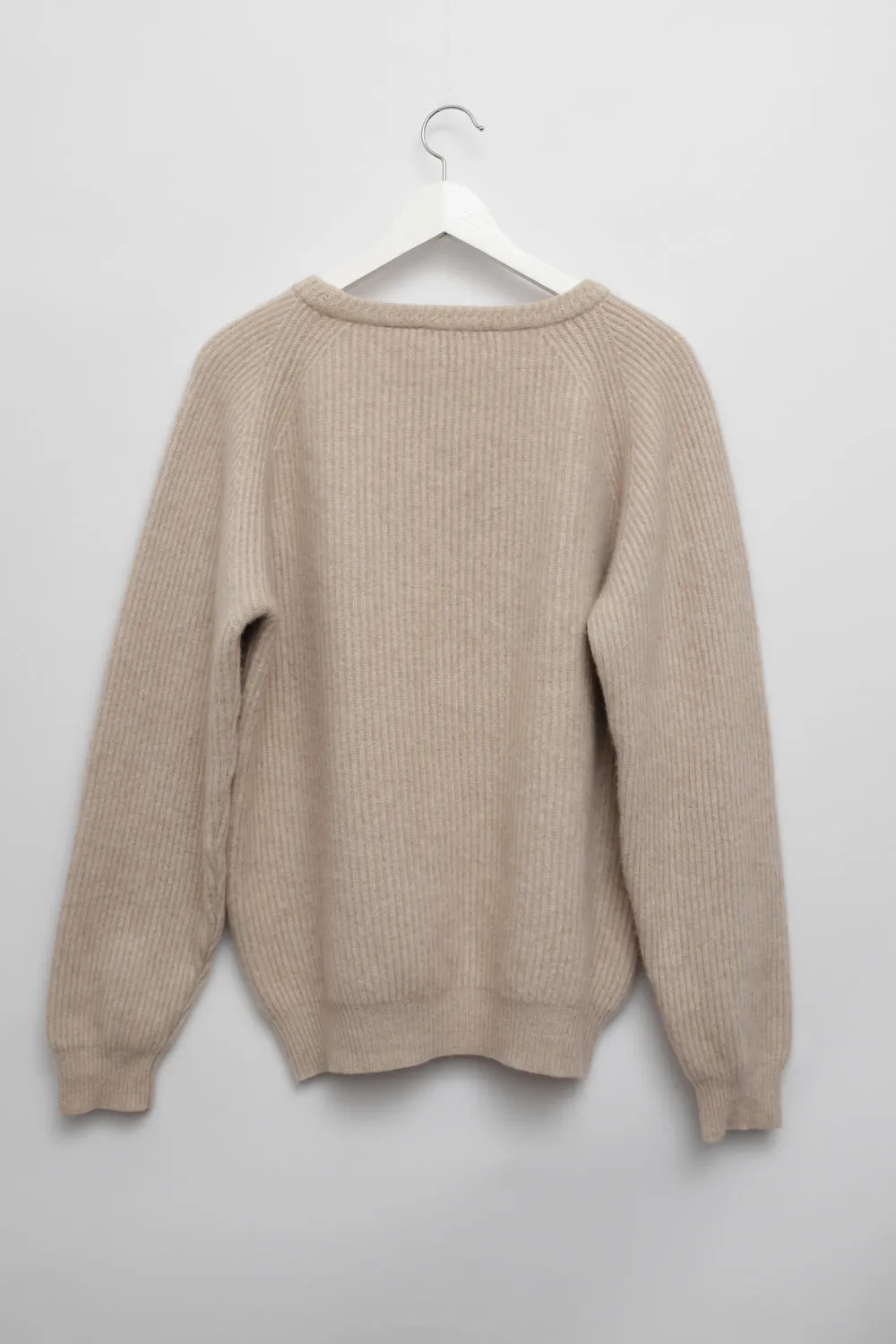 PURE CASHMERE RIB CHUNKY BEIGE ITALY SWEATER