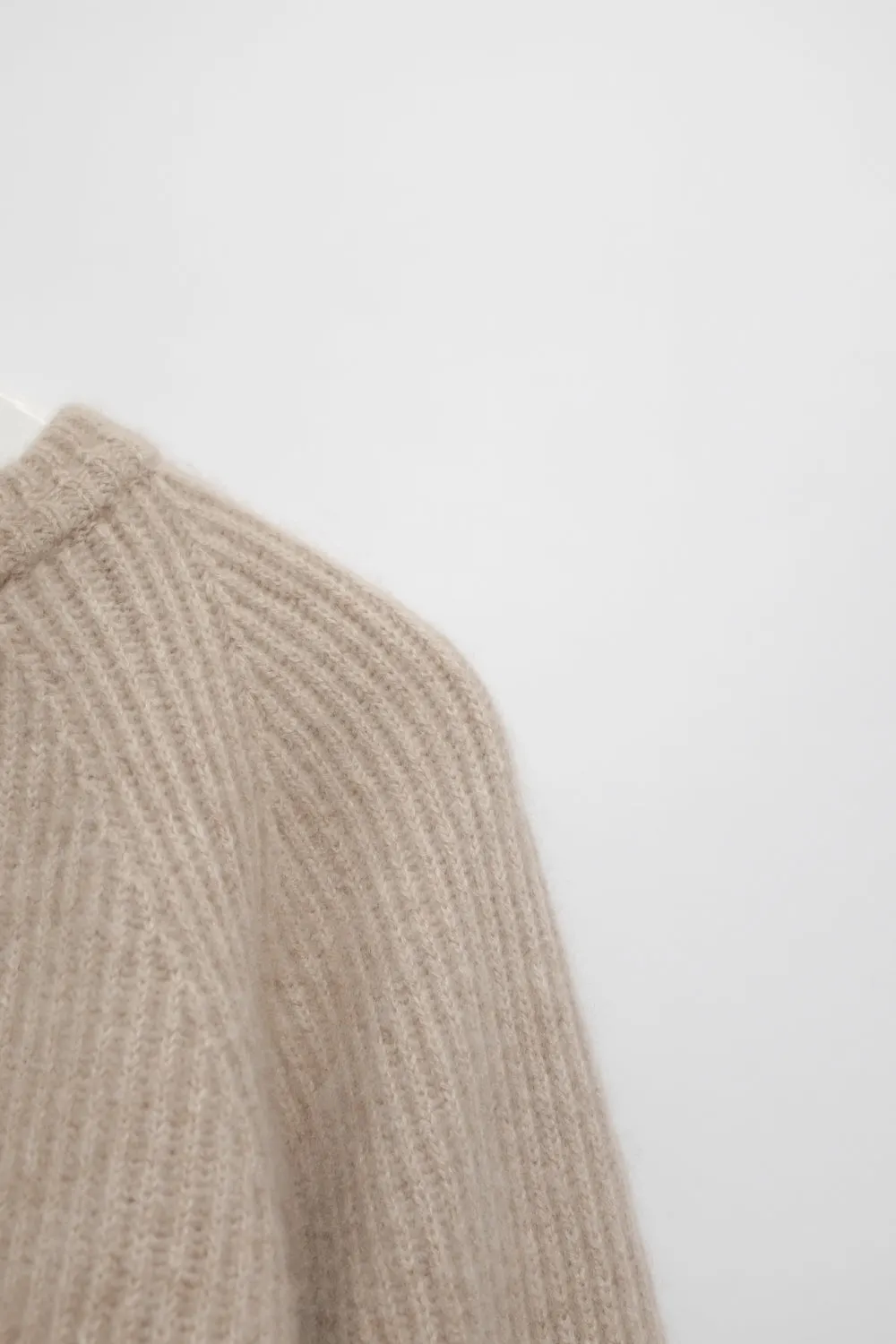 PURE CASHMERE RIB CHUNKY BEIGE ITALY SWEATER