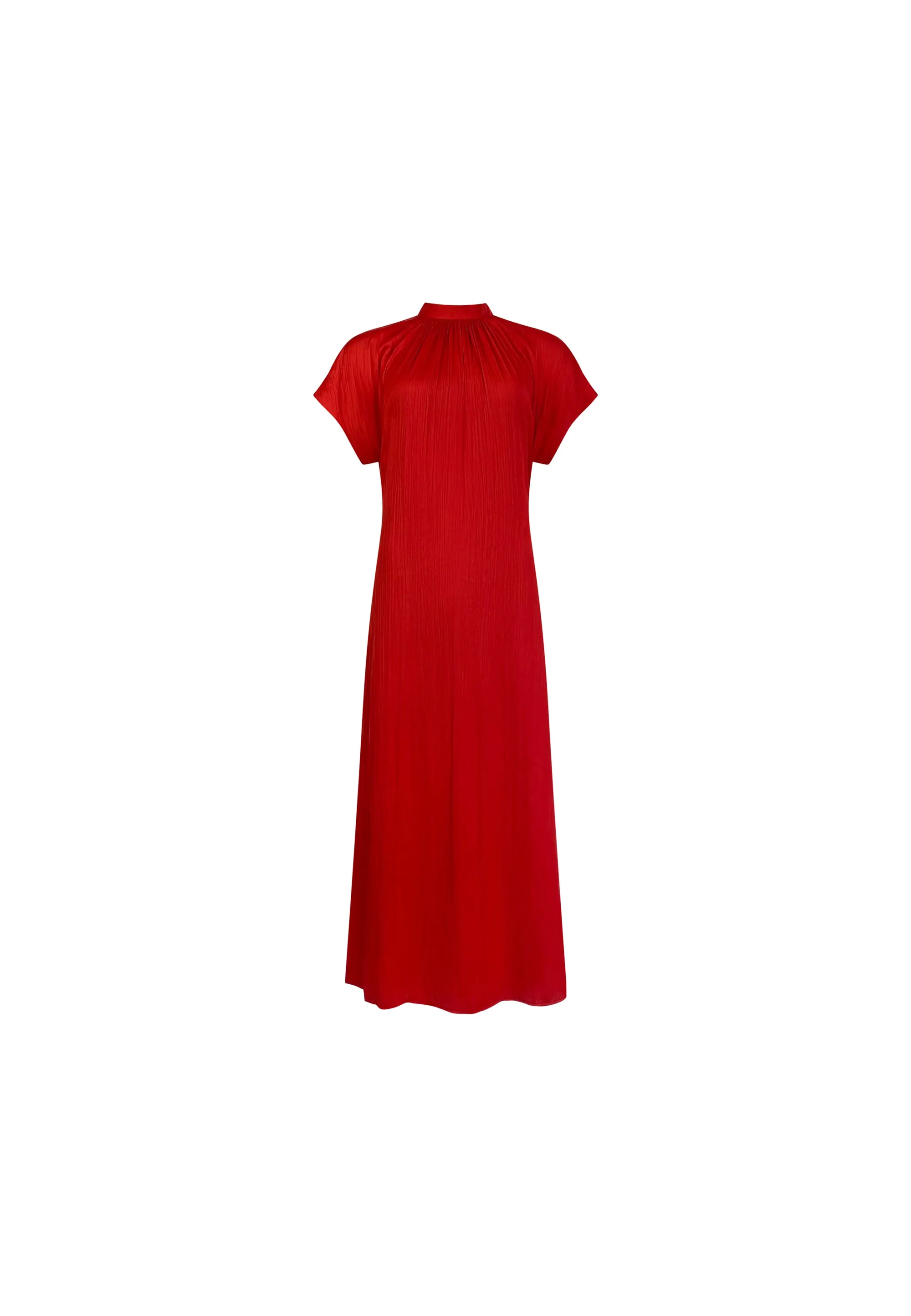 Red High Neck Plisse Dress