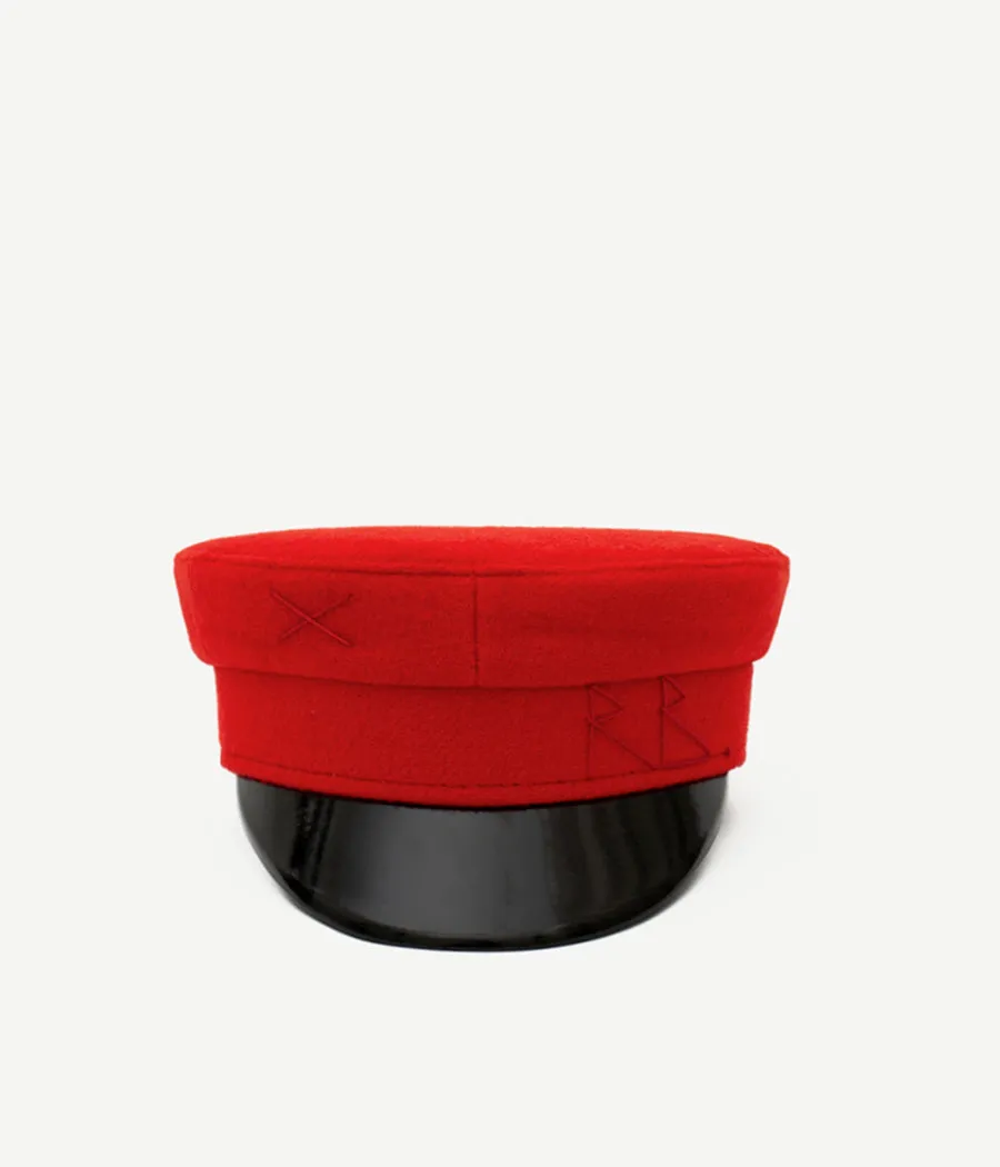 Red Wool Baker Boy Cap