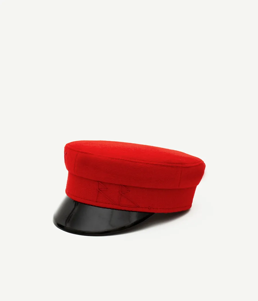 Red Wool Baker Boy Cap