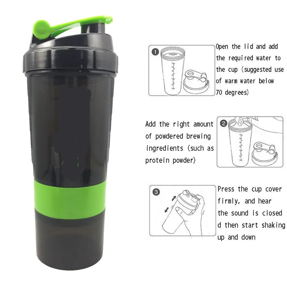 Shaker Water Bottle Outer Plastic Inner Steel 500ml Dishwasher Safe