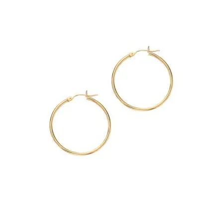 Slim Medium Hoop Earrings in Yellow Gold, 25mm