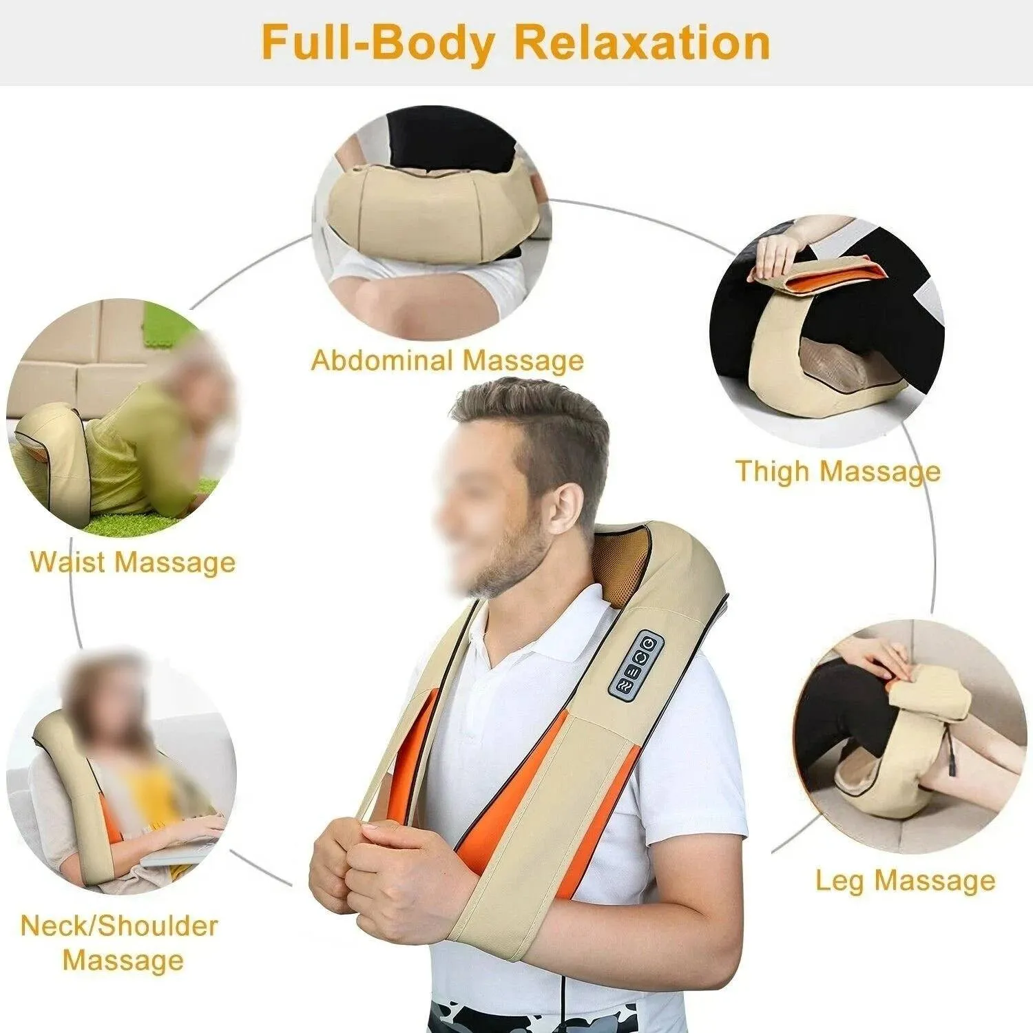 SMAXPLUS™ Hands-Free Neck & Shoulder Shiatsu Back Massager w/ Heat | Deep Kneading