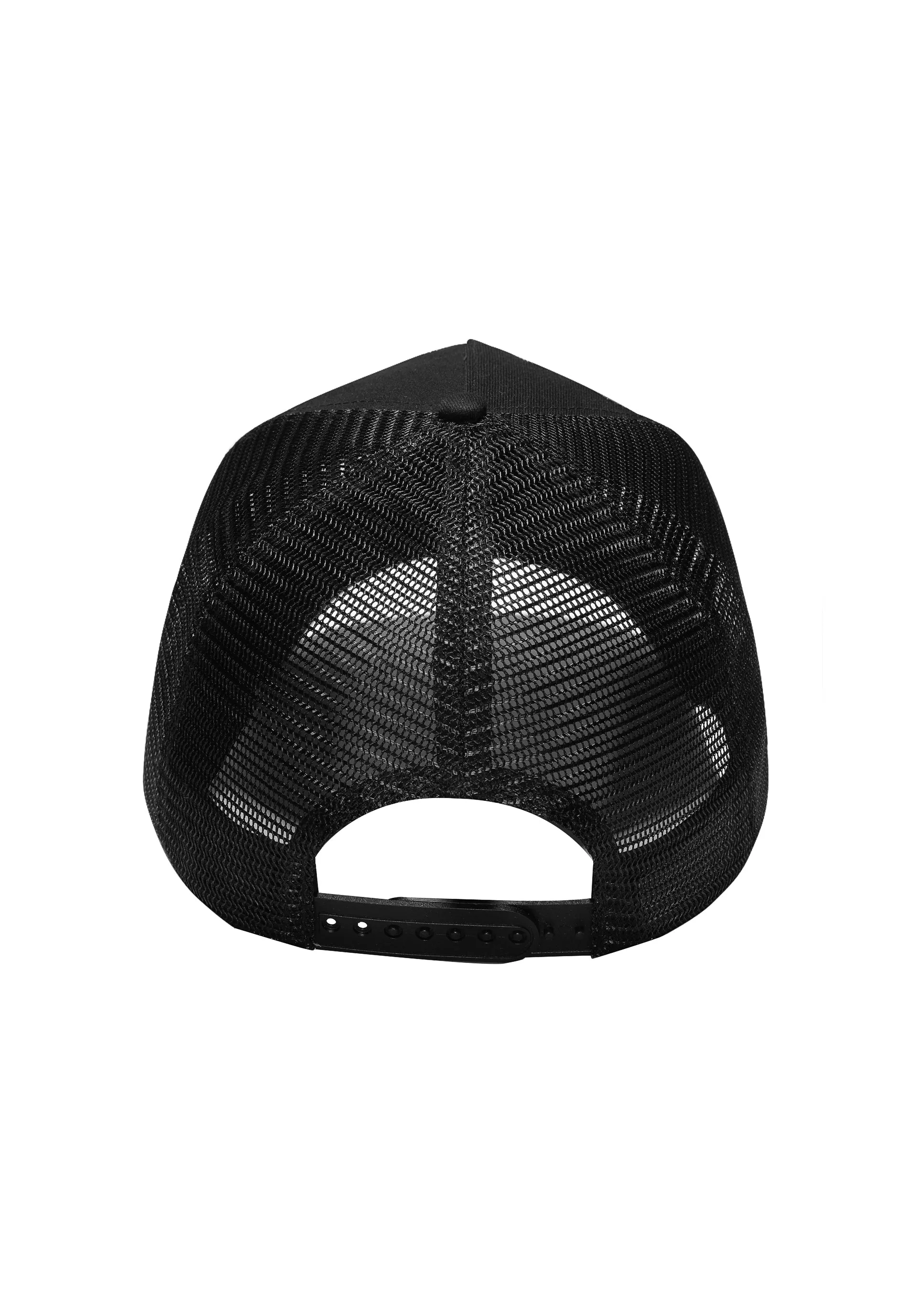 Unisex Duo Black Snake Twill Front Mesh Trucker - Black/Black