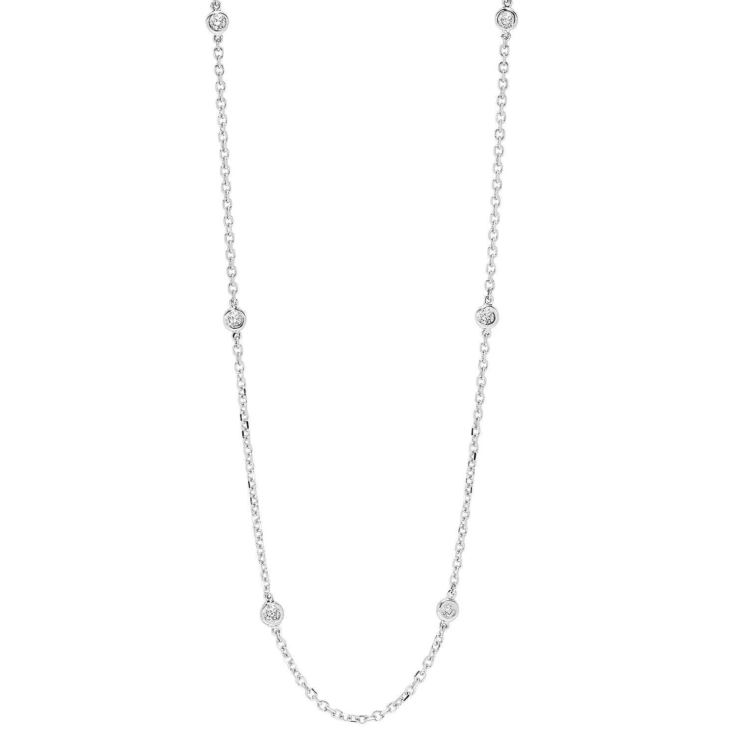 White Gold Diamond By The Yard Necklace