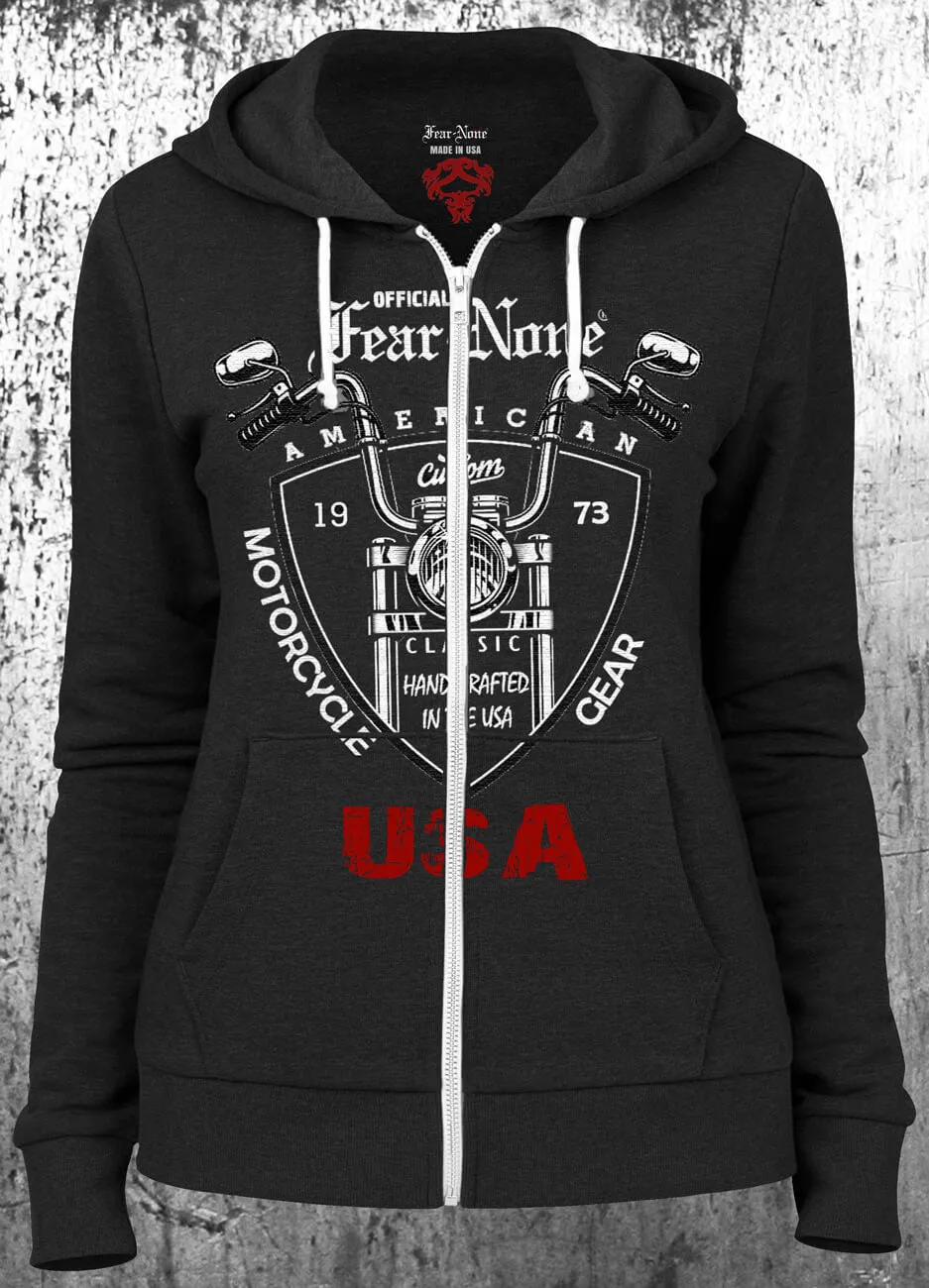 Womens American "Old School Shield" Hoodie